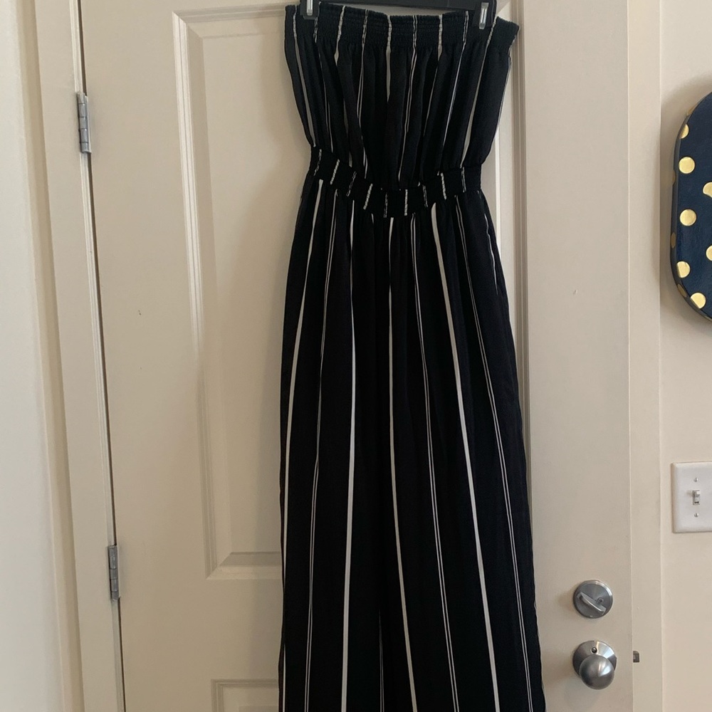 Black and white striped jumpsuit